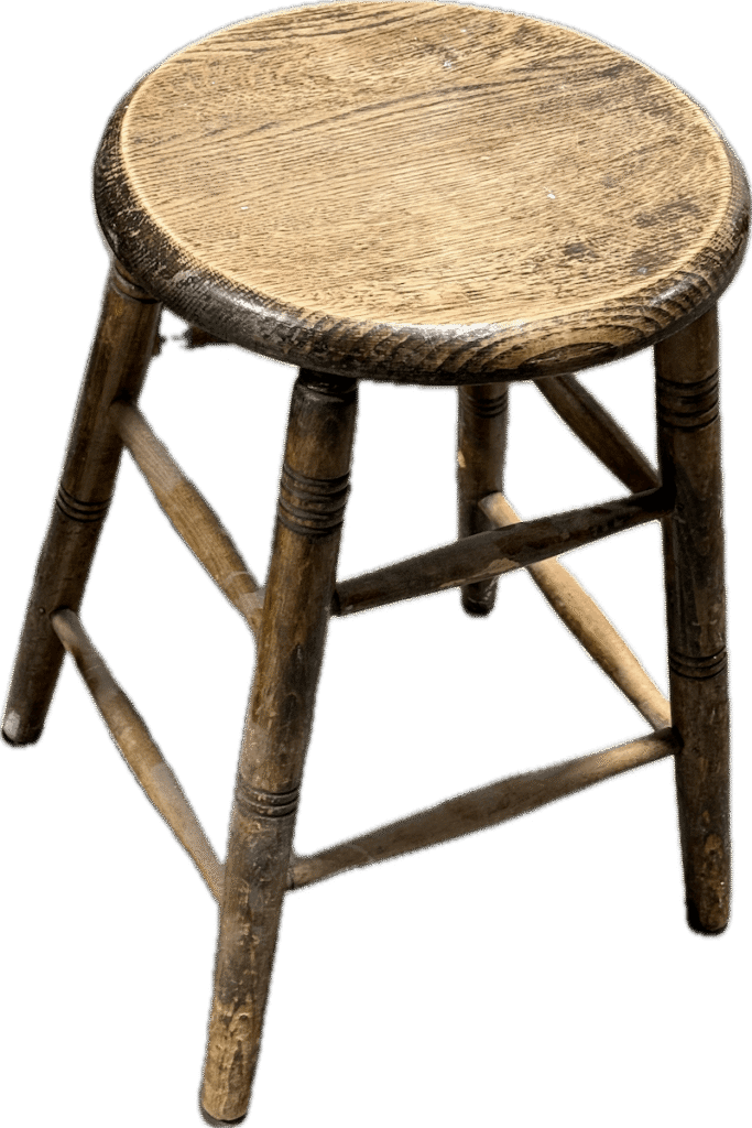 Antique Wood Round Top Stool