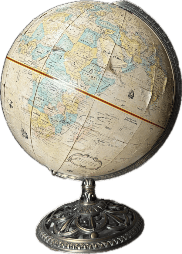 Antique Globe On Silver Stand