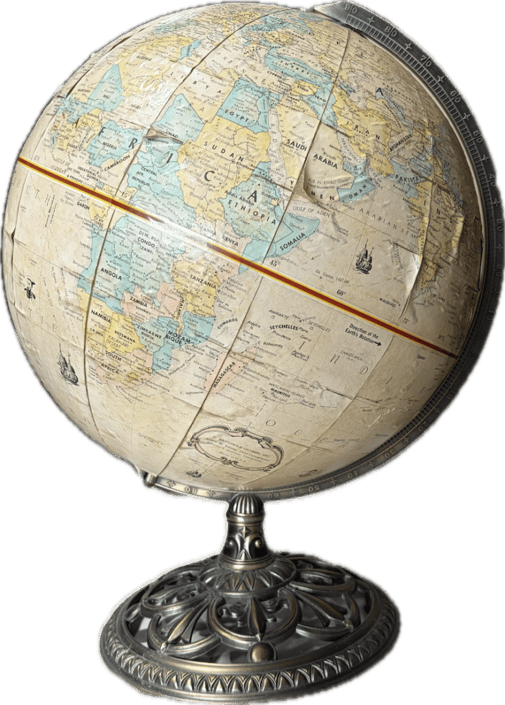 Antique Globe On Silver Stand