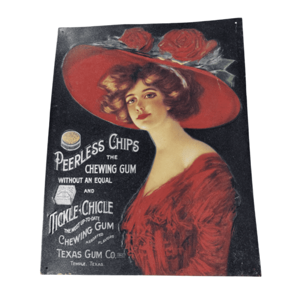 Peerless Chips Gum Vintage Tin Ad