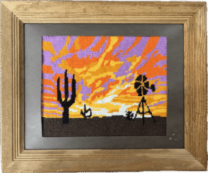 Framed Western Needlepoint