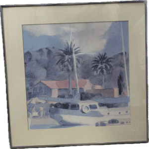 Muted Beach Watercolor in Silver Frame