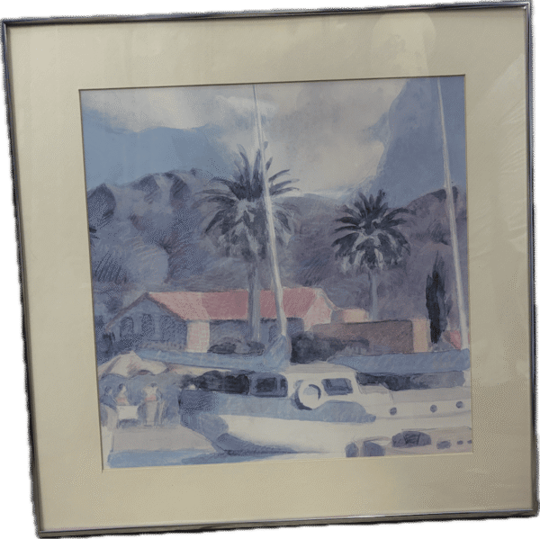 Muted Beach Watercolor in Silver Frame