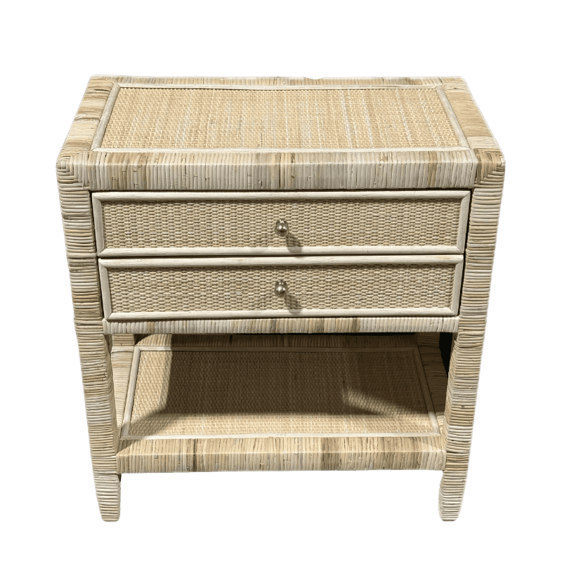 Rattan 2-Drawer Bedside Table