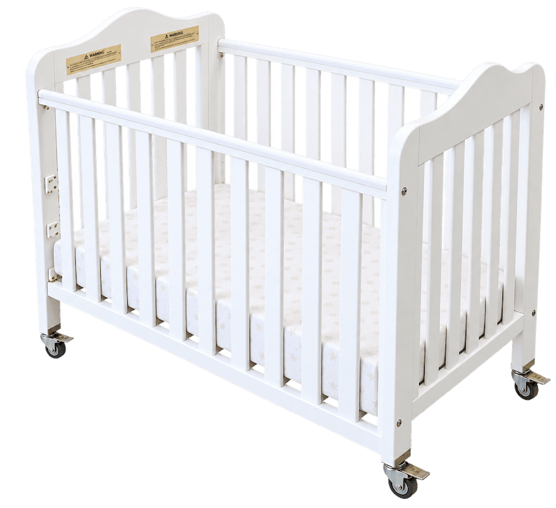 White Foldable Compact Rolling Crib