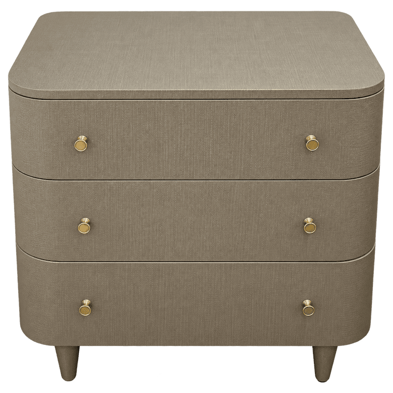 Grey Textured Wood Chest with Gold Knobs