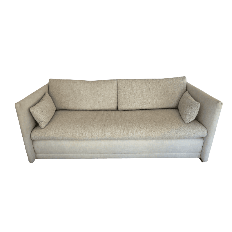 Contemporary Cream Sofa with Boucle Seat Cushion