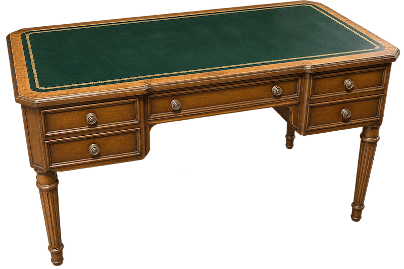 Vintage Wooden Desk with Green Top