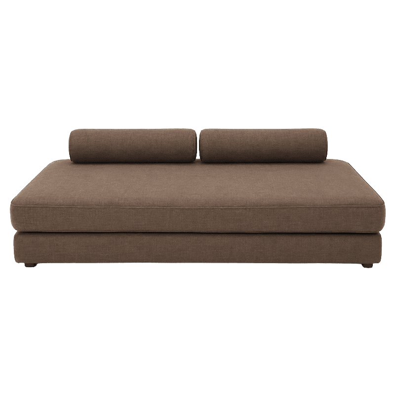 Brown Mid-Century Modern Daybed with Cylindrical Cushions