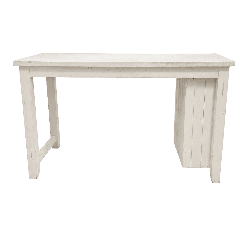 Distressed White Kitchen Island with Three Shelves