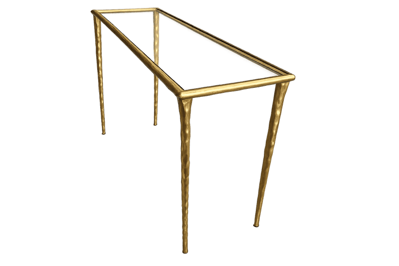 Hammered Gold and Glass Console Table