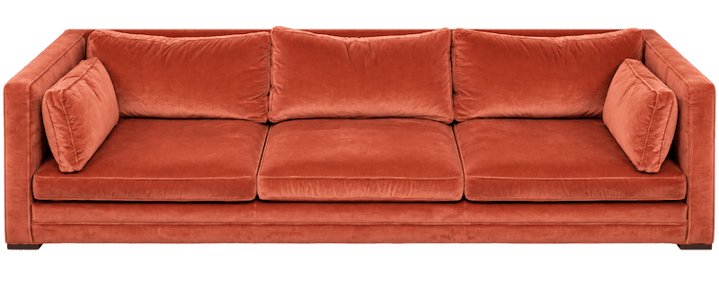 Mid-Century Modern Orange Velvet Sofa