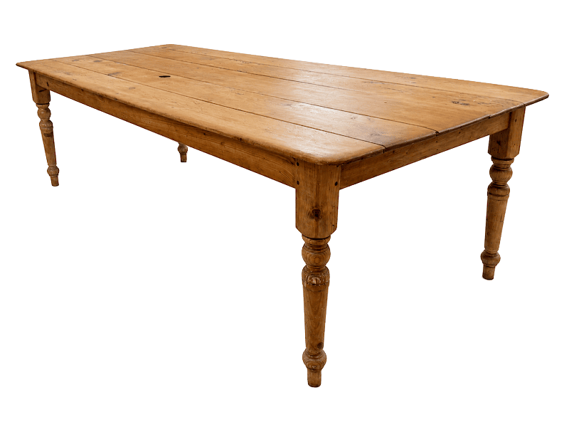 Pine Wood Dining Table with Turned Legs