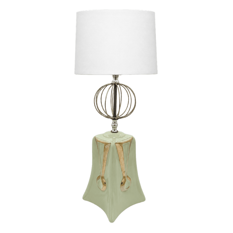 Light Green Ceramic Lamp with Gold Key Pattern