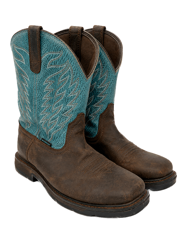 Men's Aqua and Brown Cowboy Boots